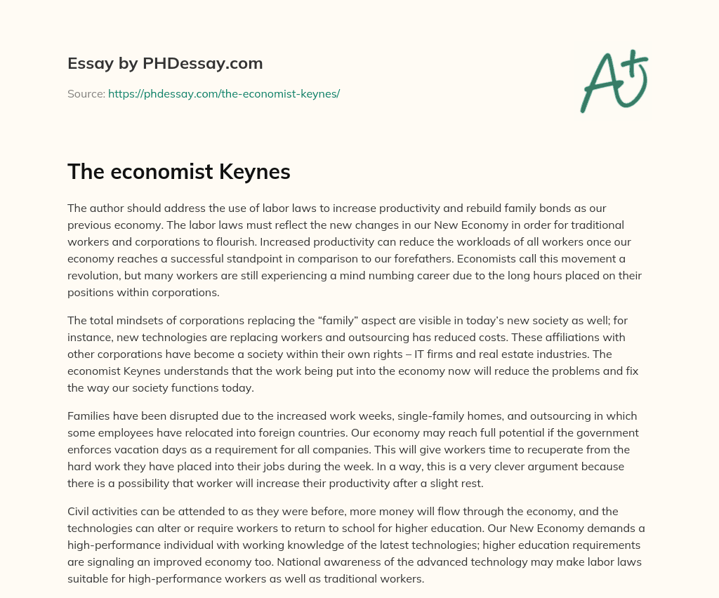 The economist Keynes essay