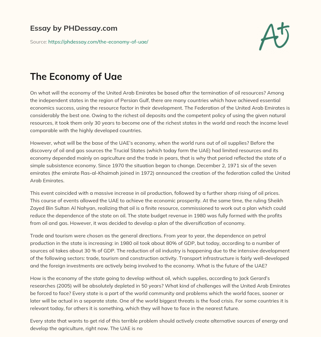 The Economy of Uae essay
