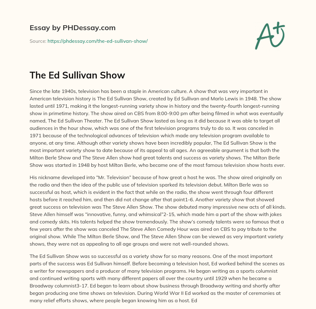 The Ed Sullivan Show essay