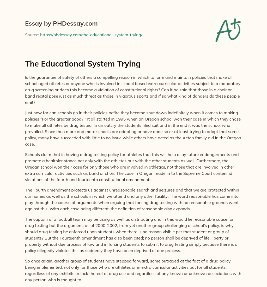 The Educational System Trying essay