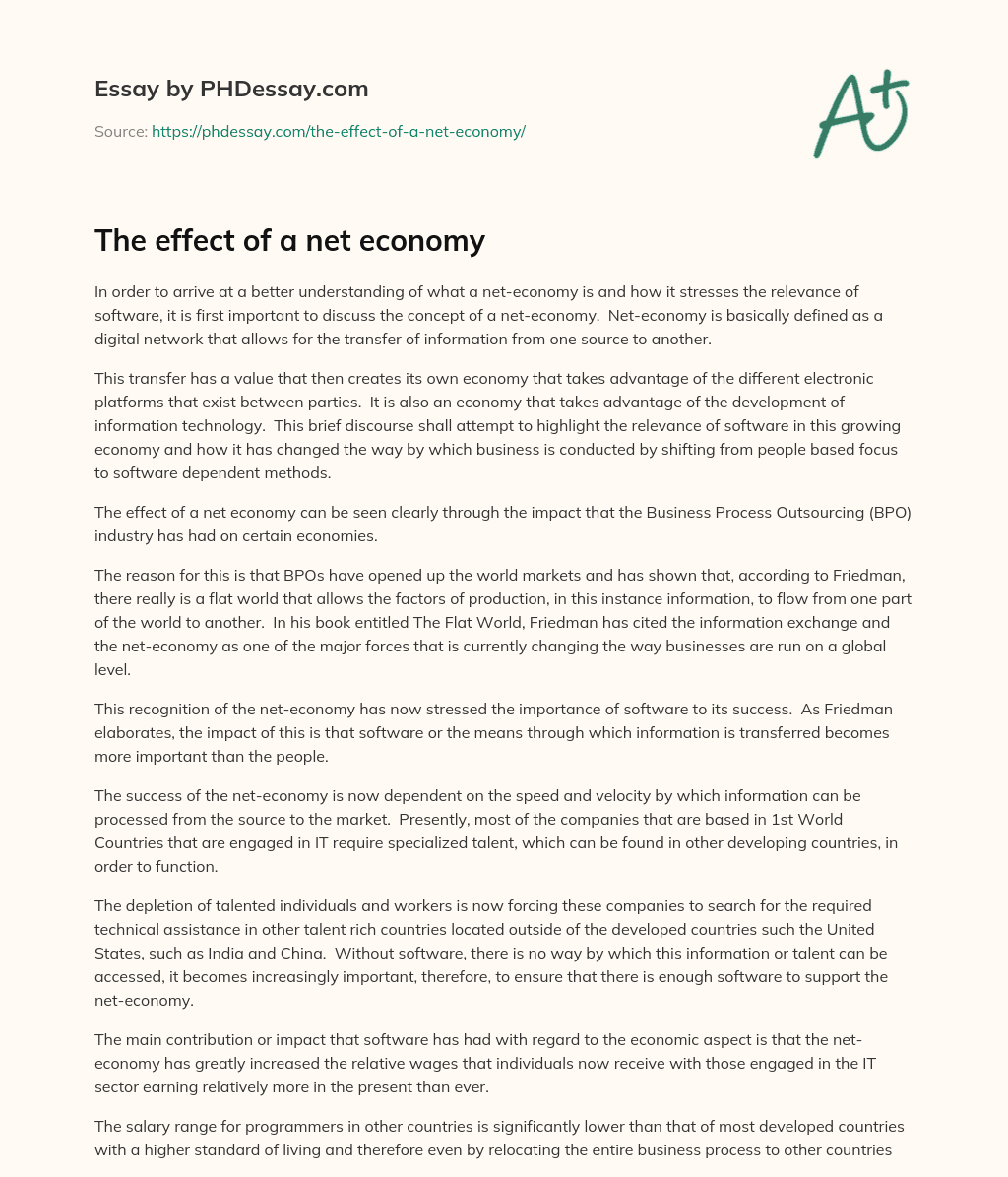 The effect of a net economy essay