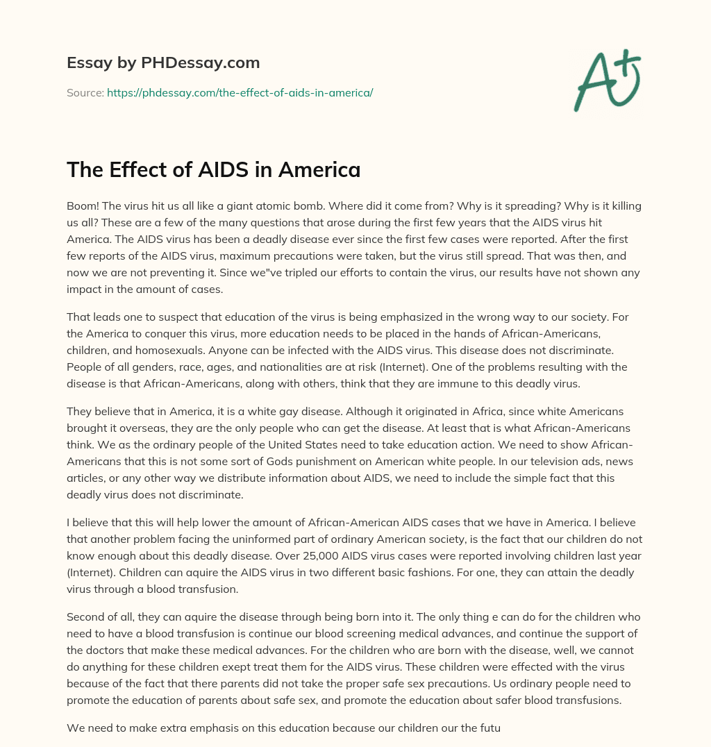 The Effect of AIDS in America essay