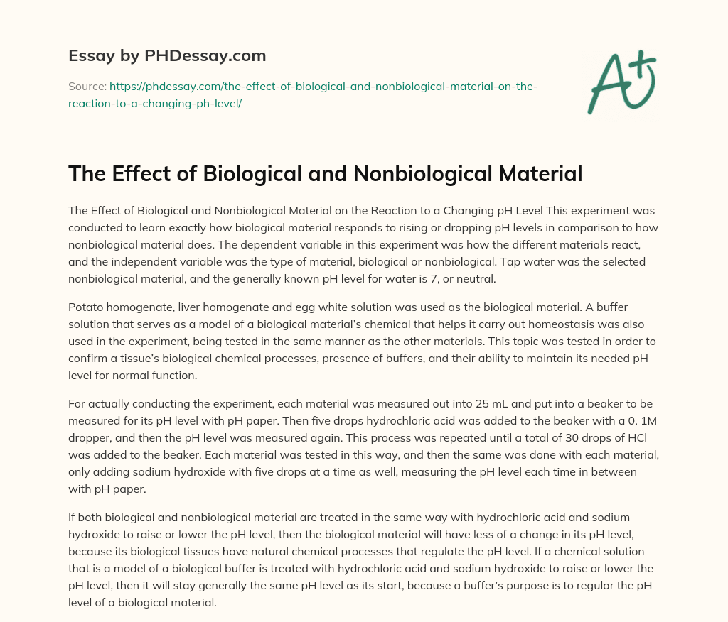 The Effect of Biological and Nonbiological Material essay