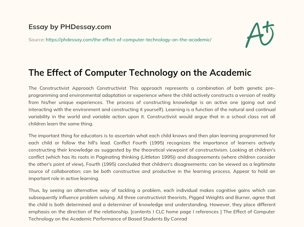 The Effect of Computer Technology on the Academic essay