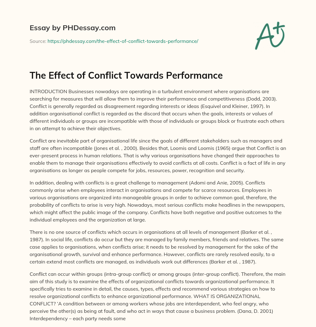 The Effect of Conflict Towards Performance essay