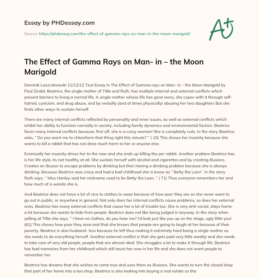 The Effect of Gamma Rays on Man- in – the Moon Marigold essay
