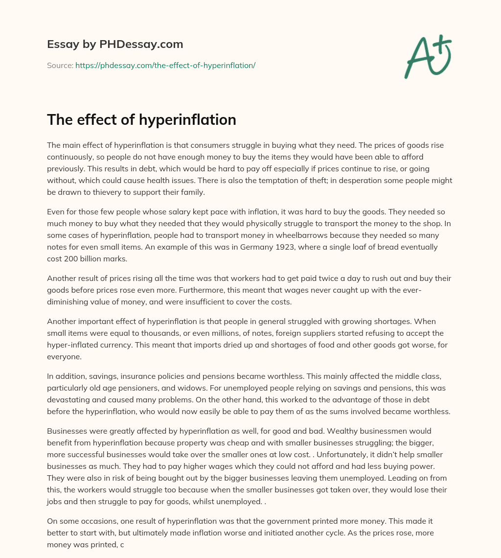 The effect of hyperinflation essay