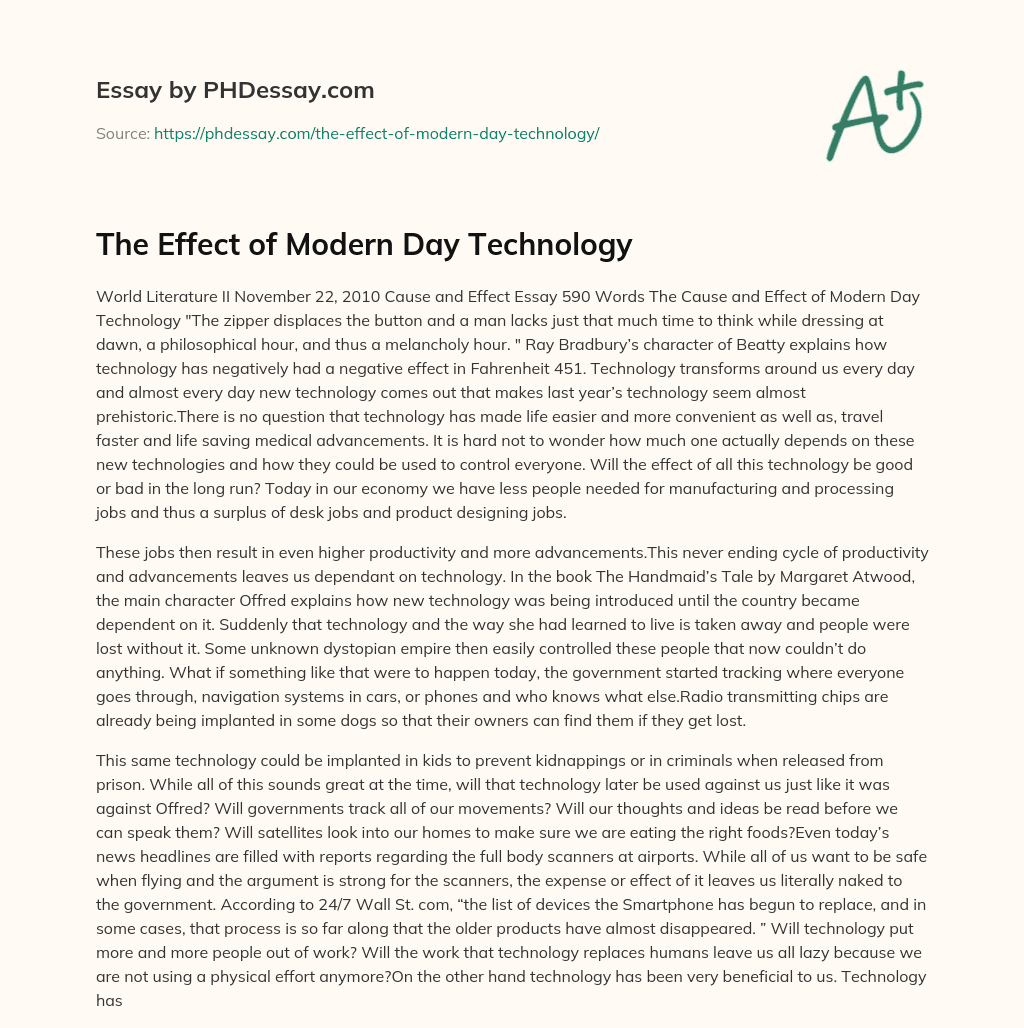 The Effect of Modern Day Technology essay