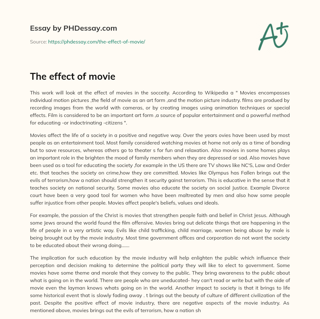The effect of movie essay