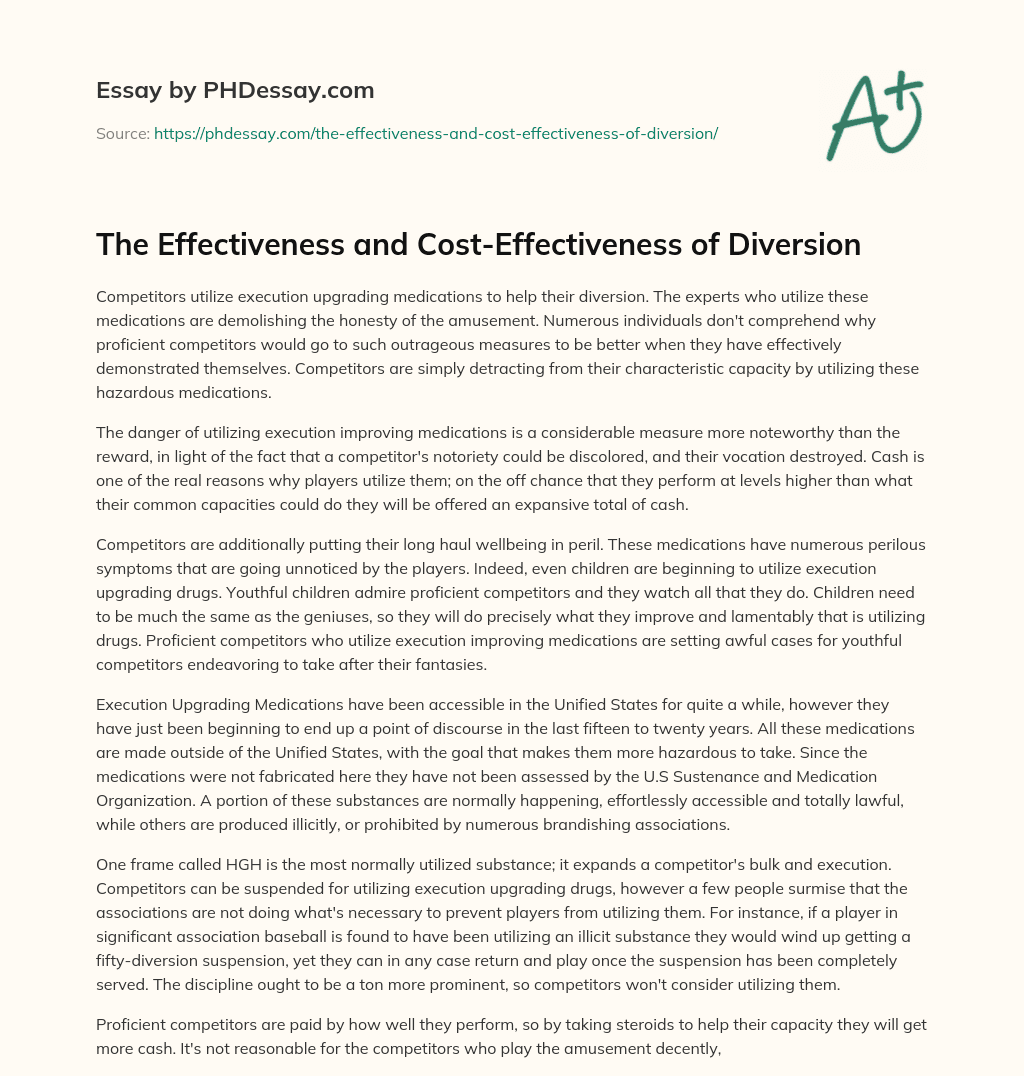 The Effectiveness and Cost-Effectiveness of Diversion essay