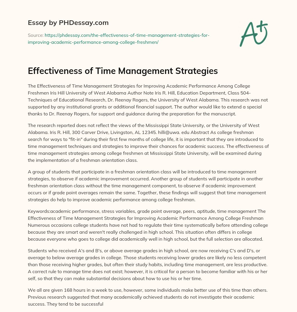time management strategies essay