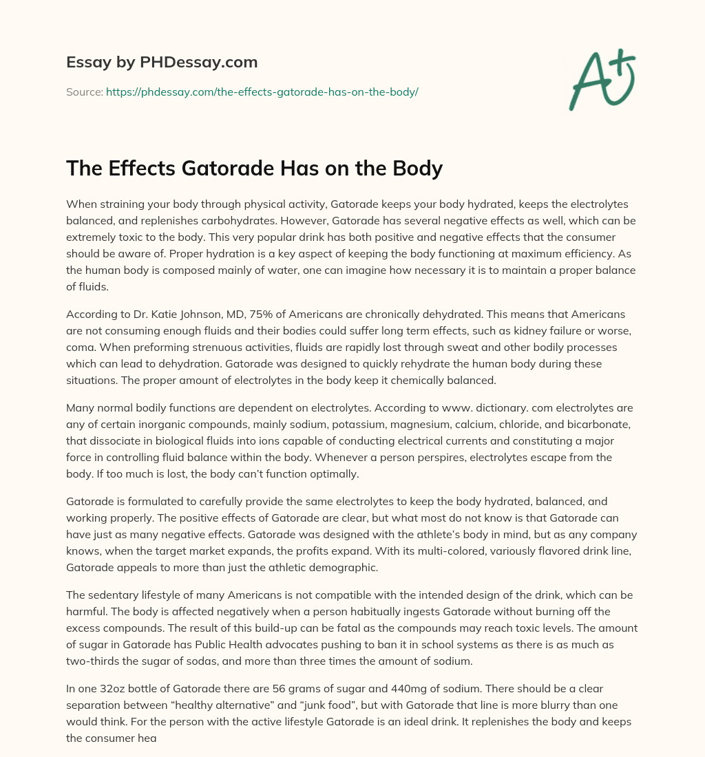 The Effects Gatorade Has on the Body essay
