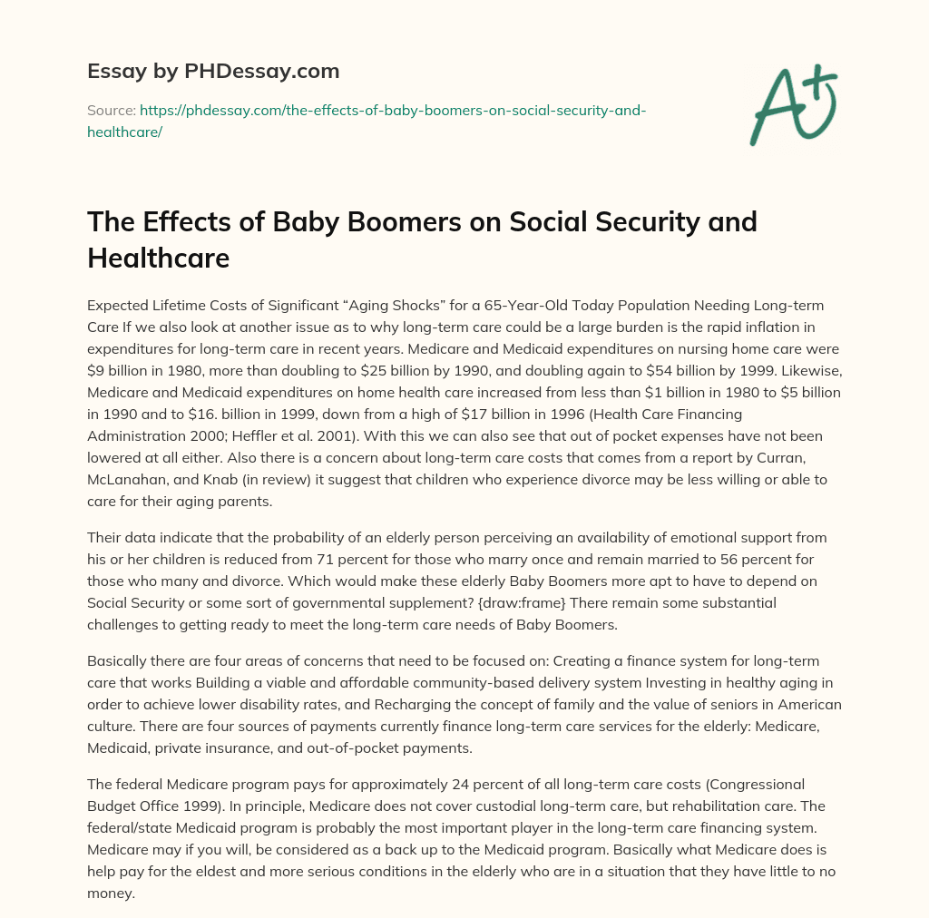The Effects of Baby Boomers on Social Security and Healthcare essay