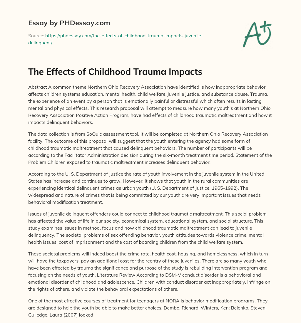 The Effects of Childhood Trauma Impacts essay