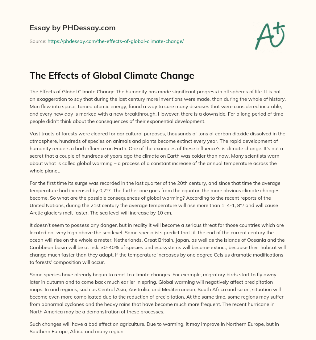 The Effects of Global Climate Change essay
