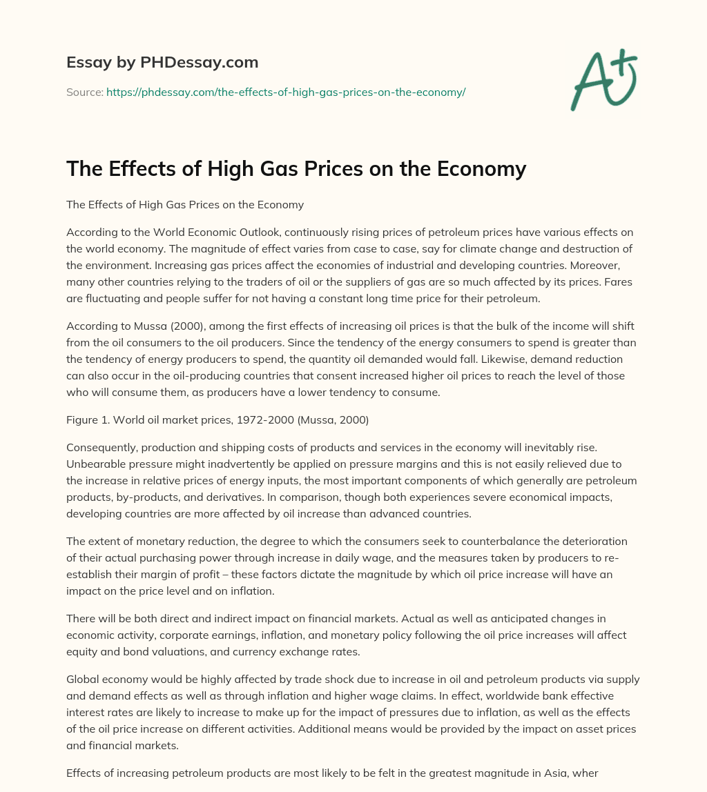 The Effects of High Gas Prices on the Economy essay