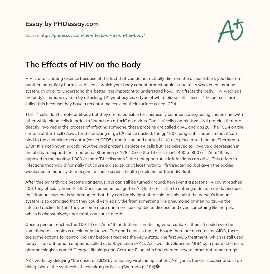 The Effects of HIV on the Body - PHDessay.com