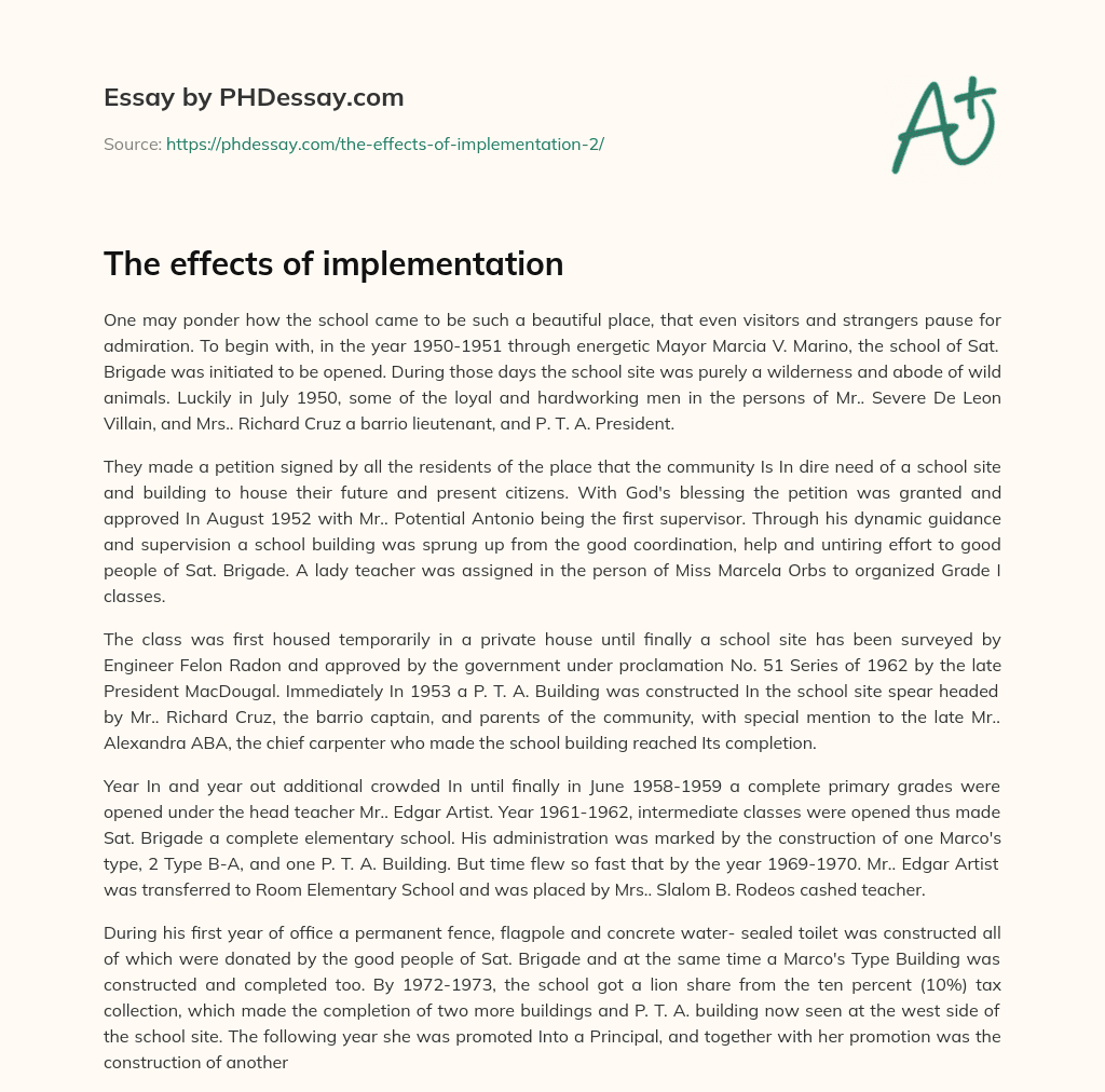 The effects of implementation essay
