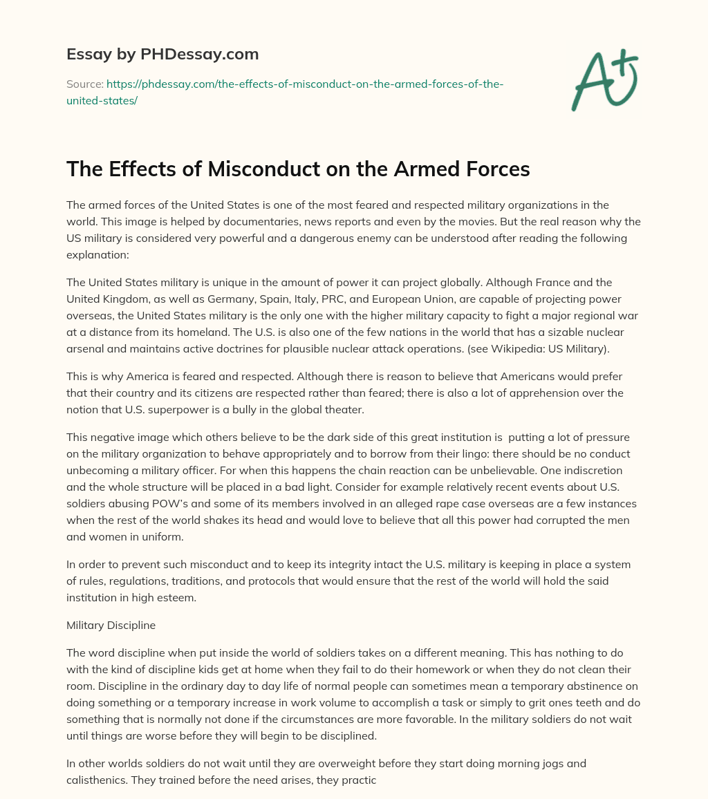The Effects of Misconduct on the Armed Forces essay