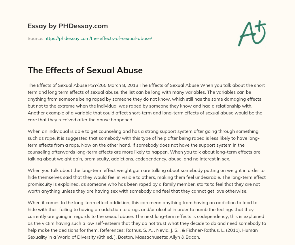 The Effects of Sexual Abuse essay
