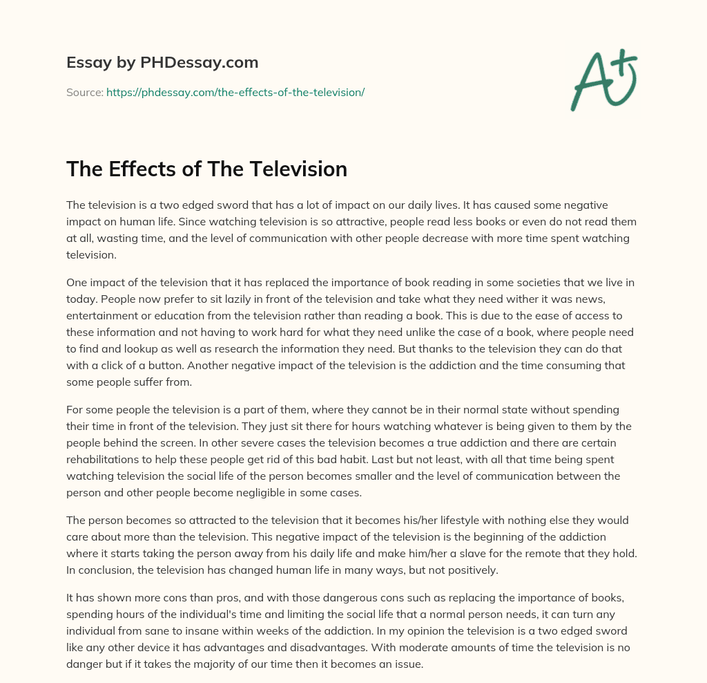The Effects of The Television essay