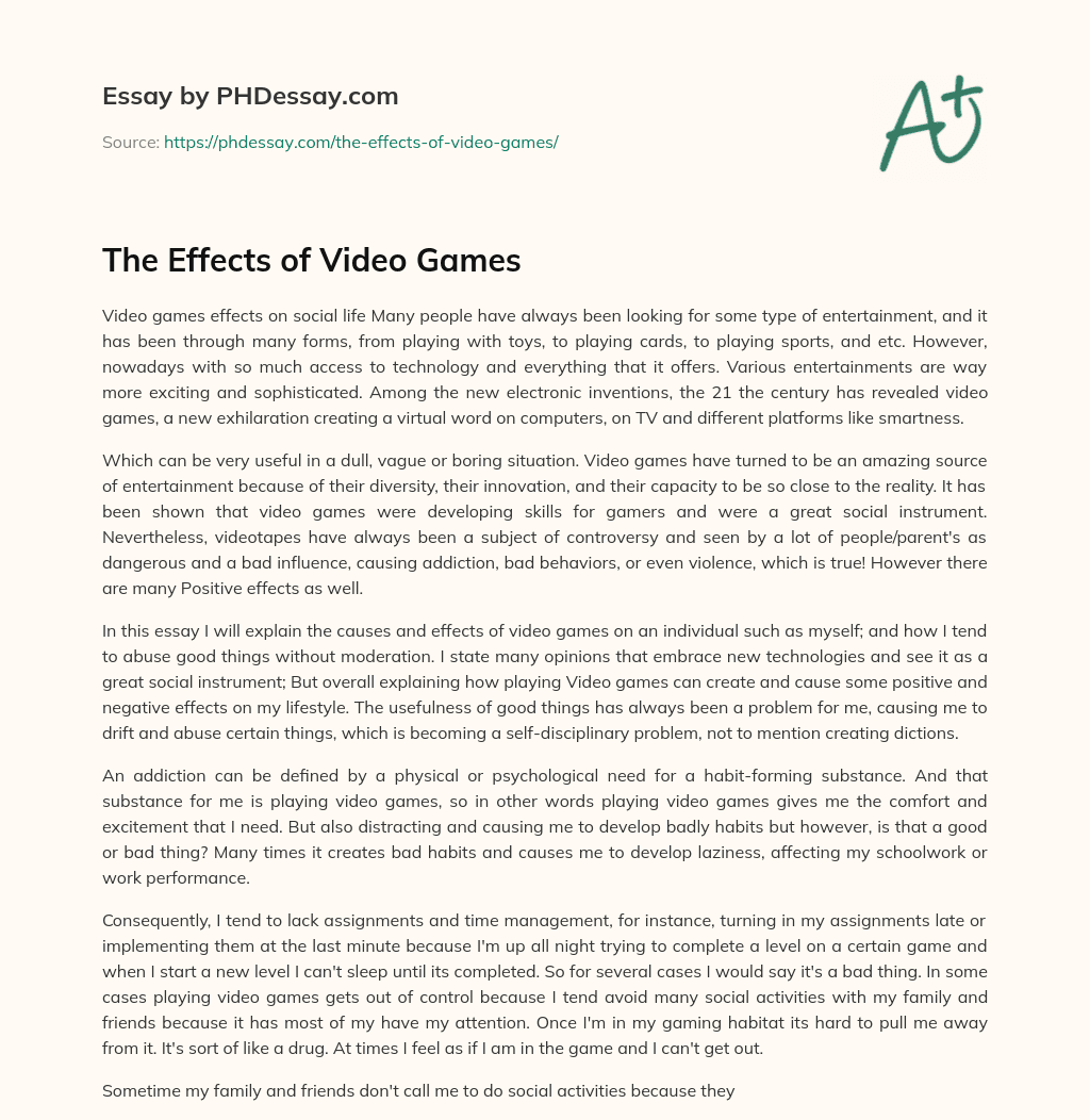 The Effects of Video Games essay