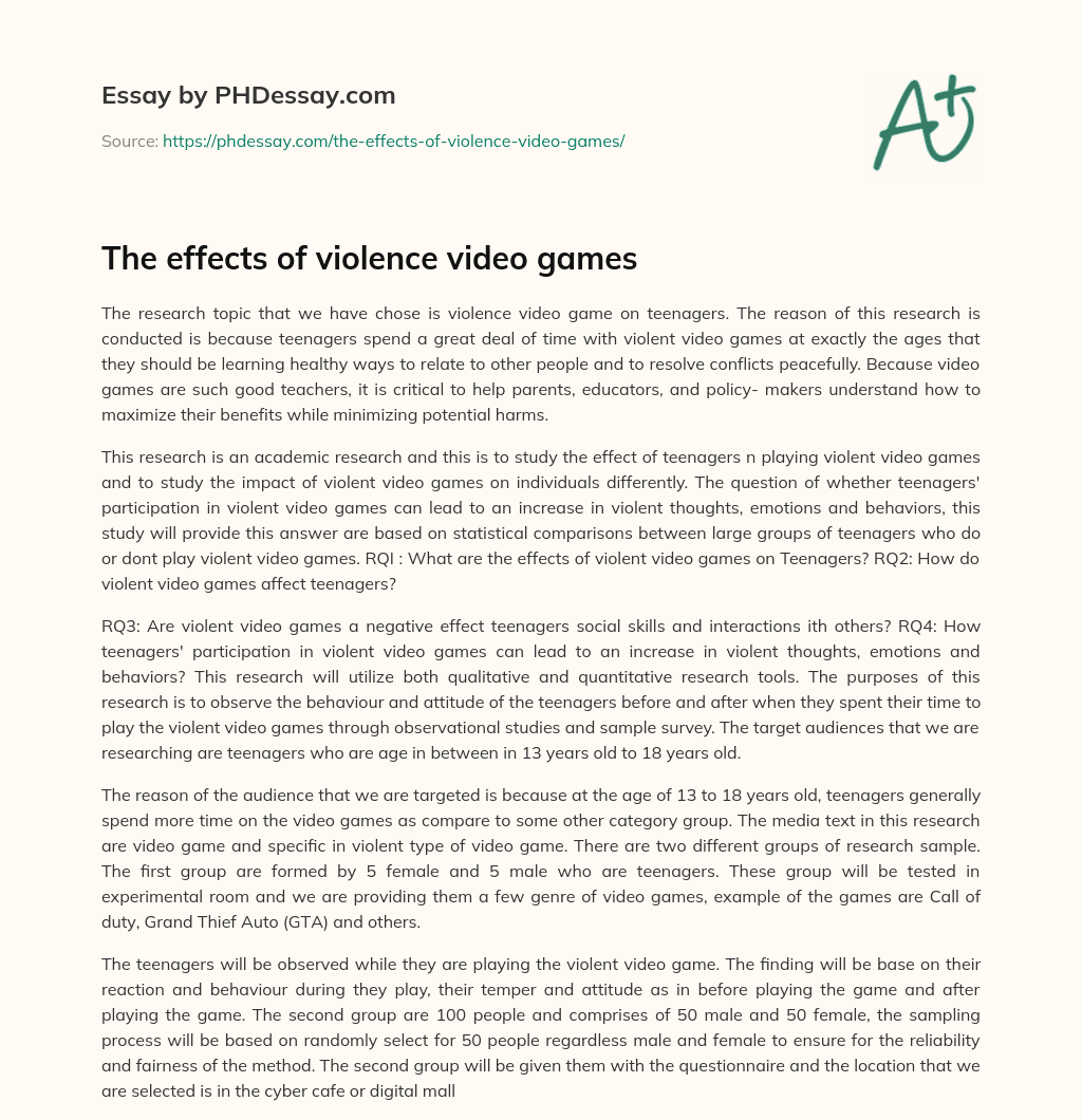 thesis statement video games and violence