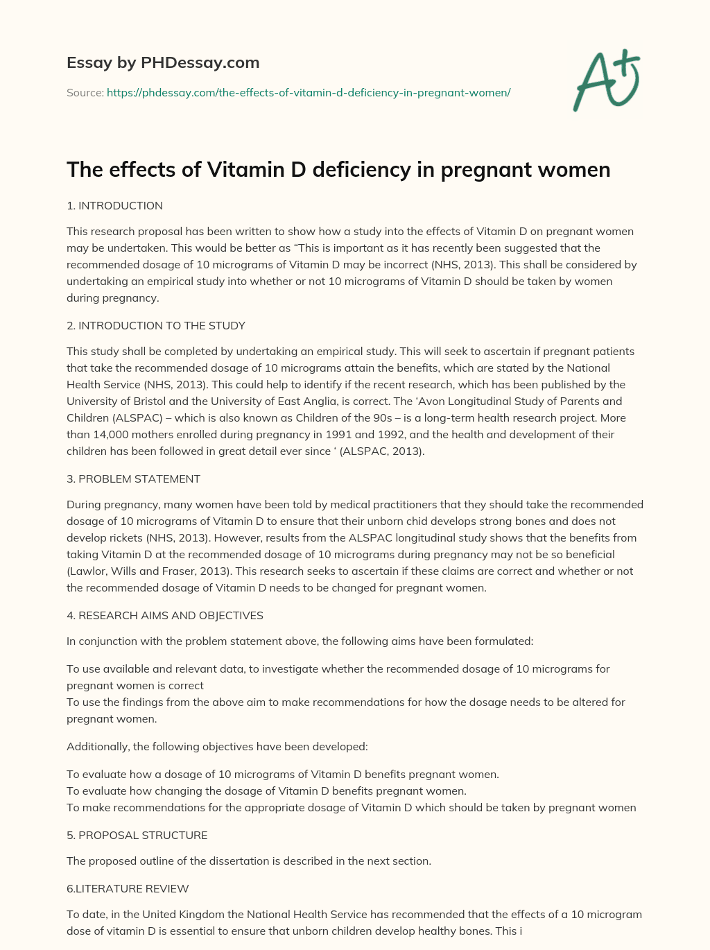 The effects of Vitamin D deficiency in pregnant women essay