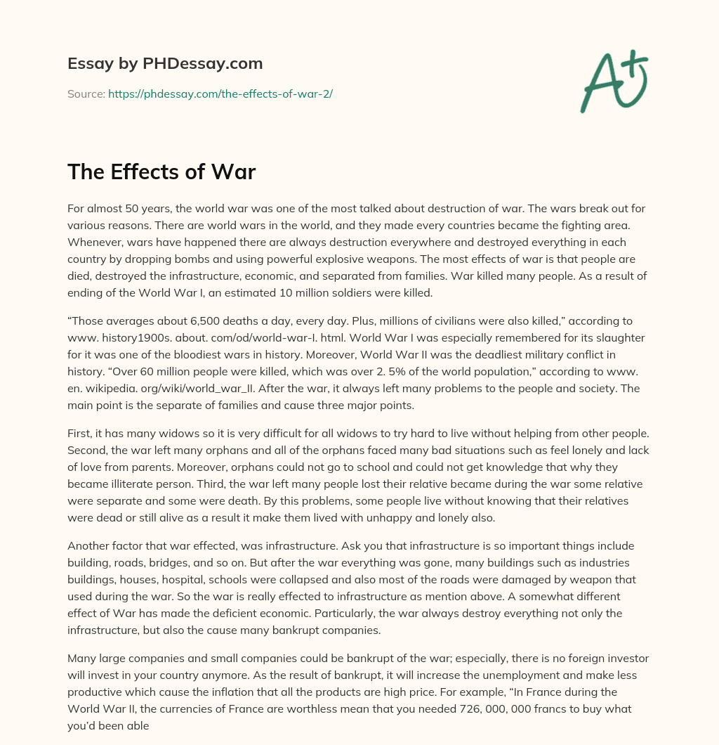 write an essay on effects of war