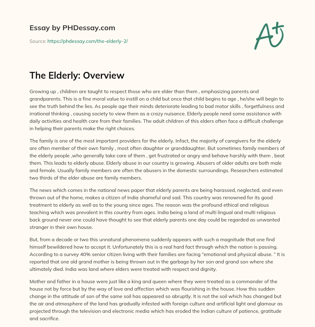 The Elderly: Overview essay