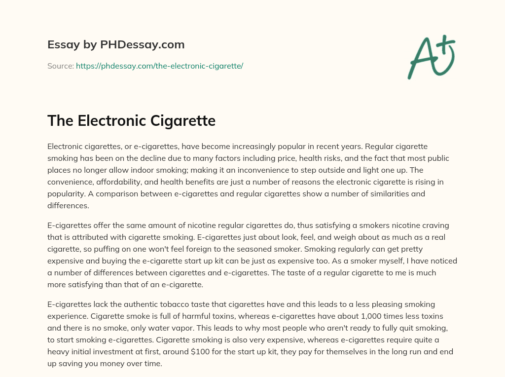 essay on e cigarettes