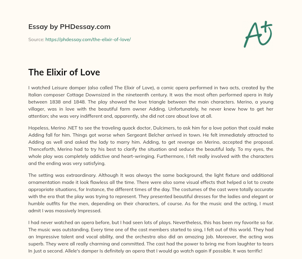 The Elixir of Love essay