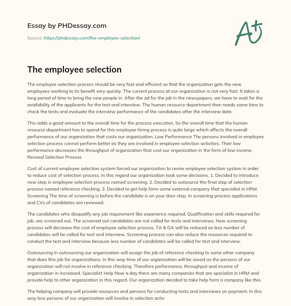 The employee selection essay