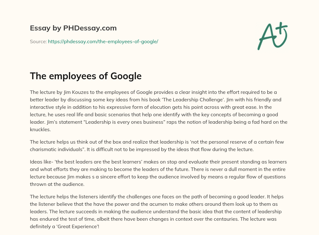 The employees of Google essay
