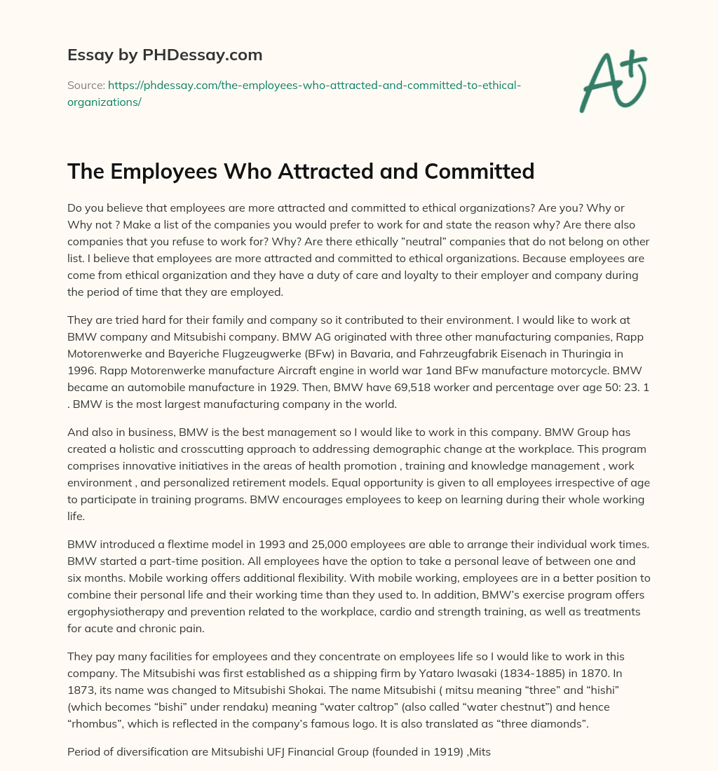 The Employees Who Attracted and Committed essay