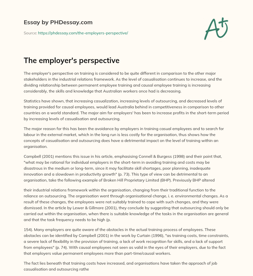 The employer’s perspective essay