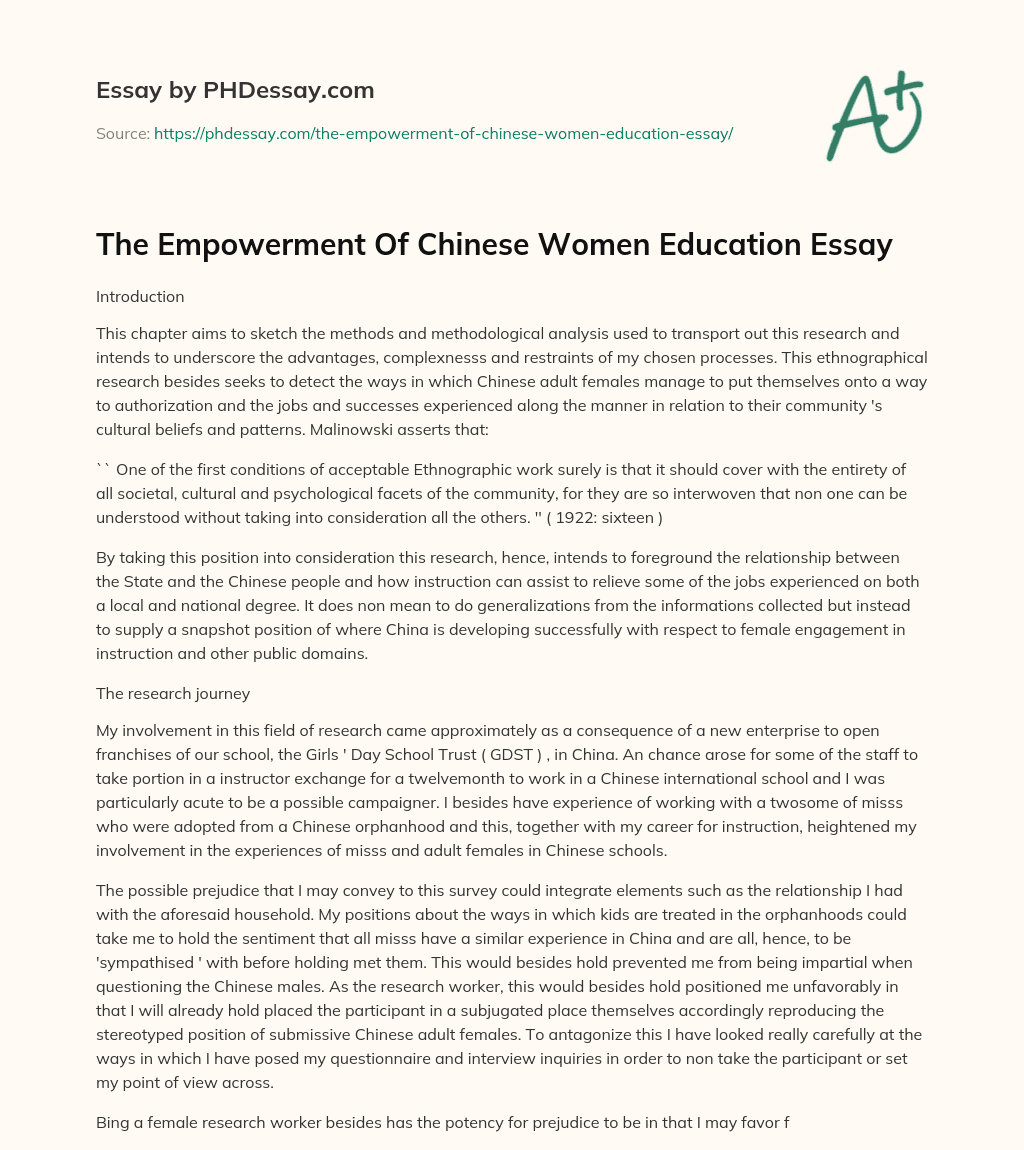 The Empowerment Of Chinese Women Education Essay essay