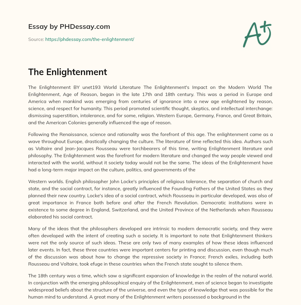 The Enlightenment essay