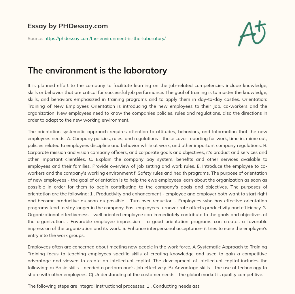 The environment is the laboratory essay