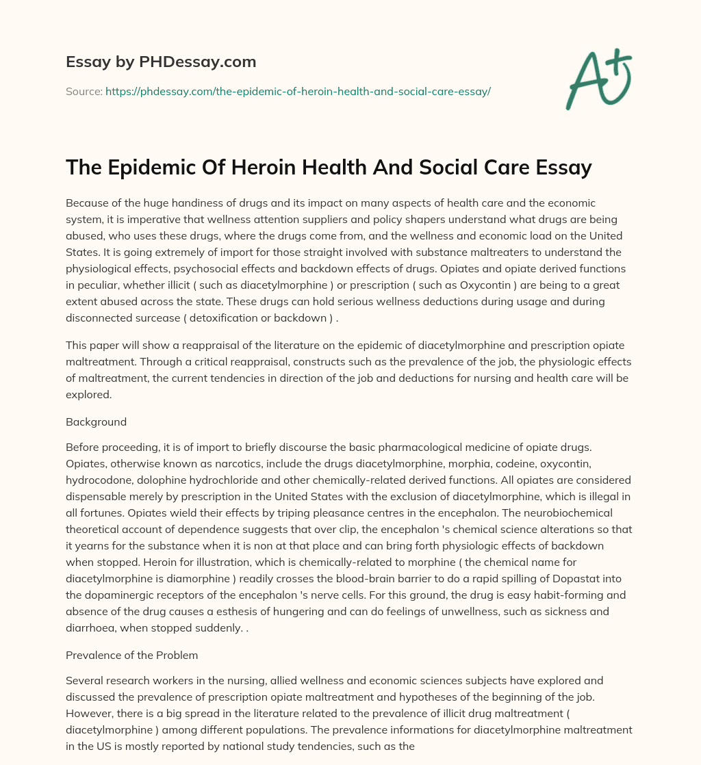 The Epidemic Of Heroin Health And Social Care Essay essay
