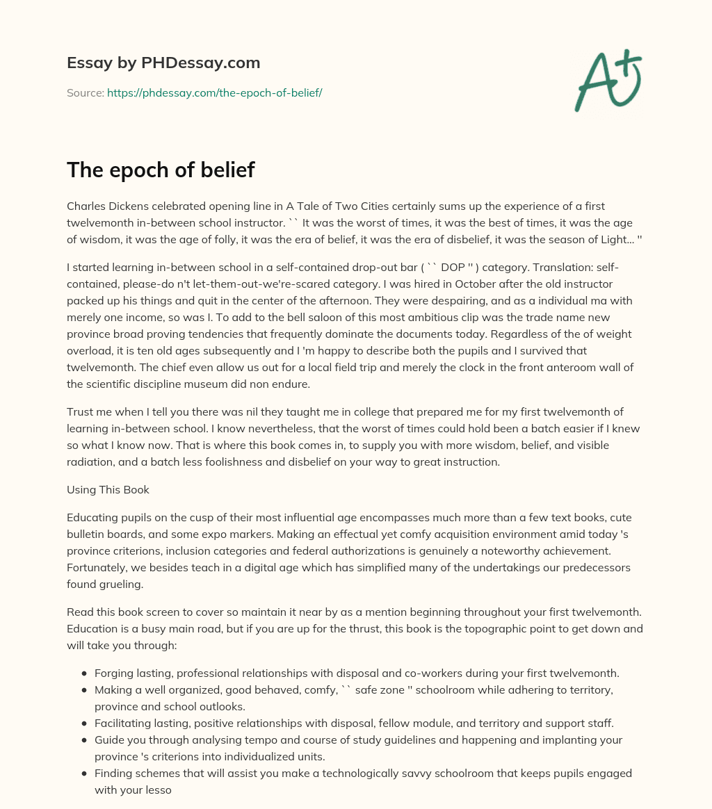 The epoch of belief essay