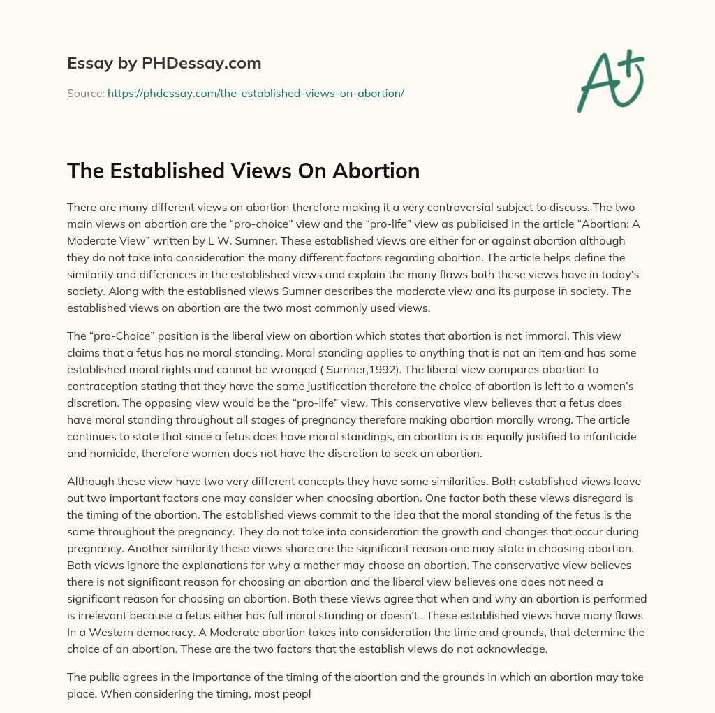 The Established Views On Abortion essay