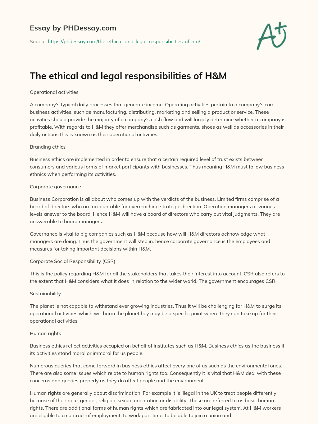 hm case study ethical considerations