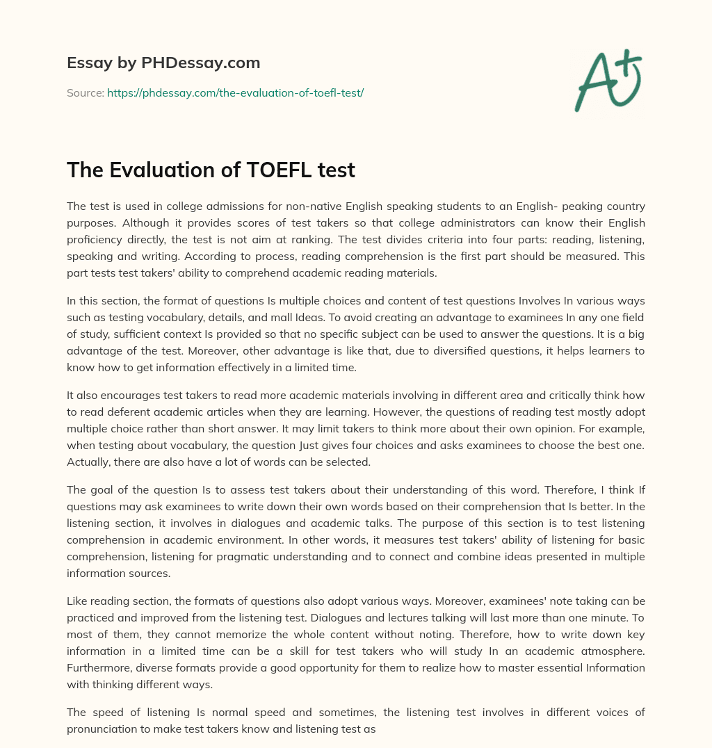 toefl essay evaluation
