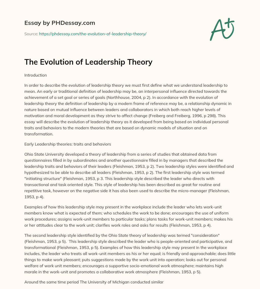 leadership theory essay topics