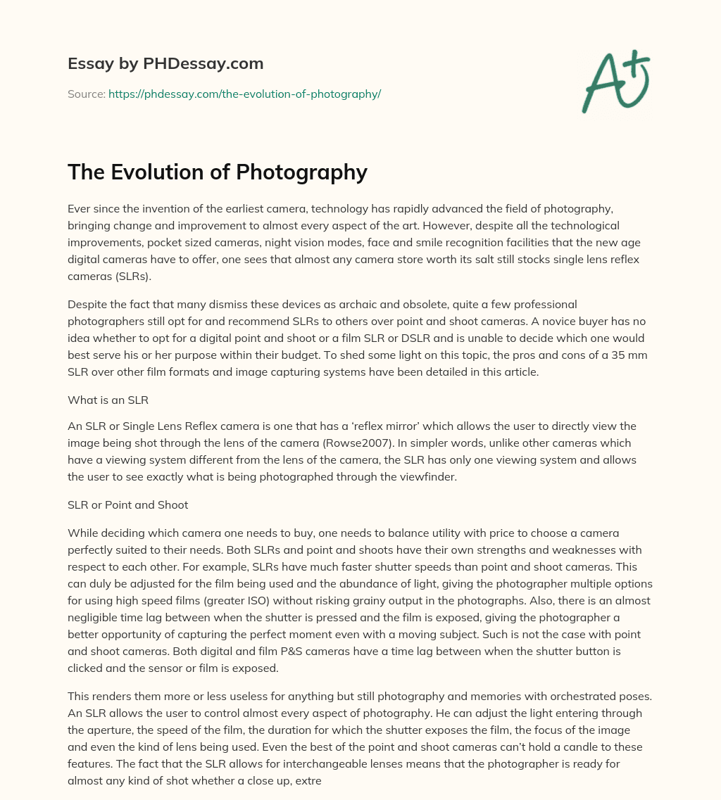 evolution of photography essay