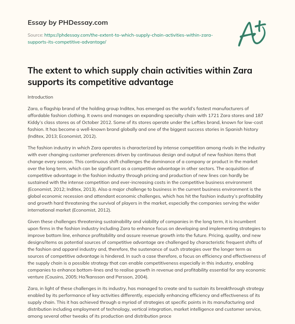 Zara’s Success in the Competitive Fashion Industry and essay