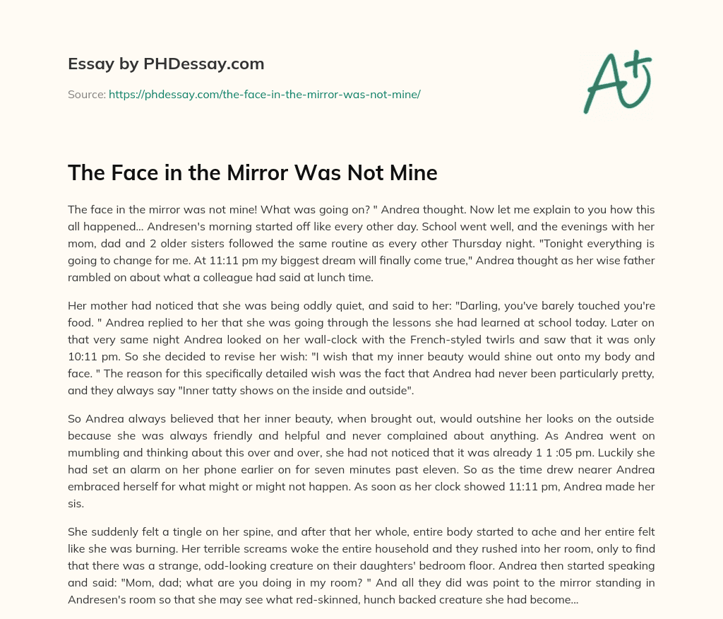 The Face in the Mirror Was Not Mine essay