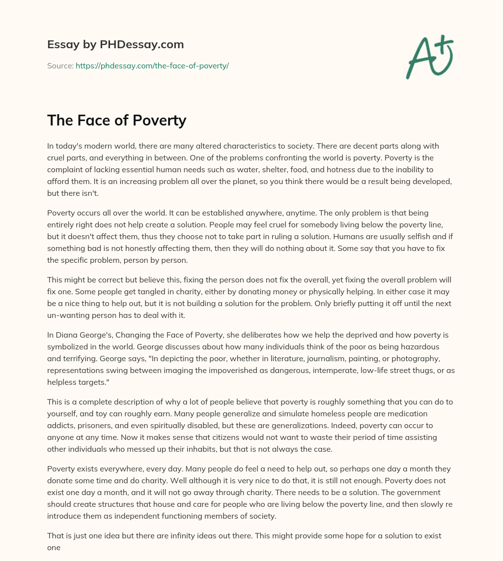 The Face of Poverty essay