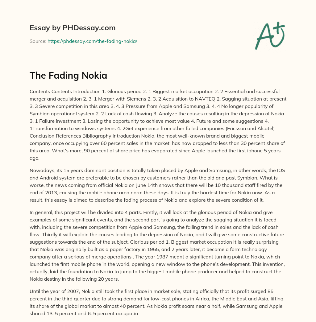 The Fading Nokia essay
